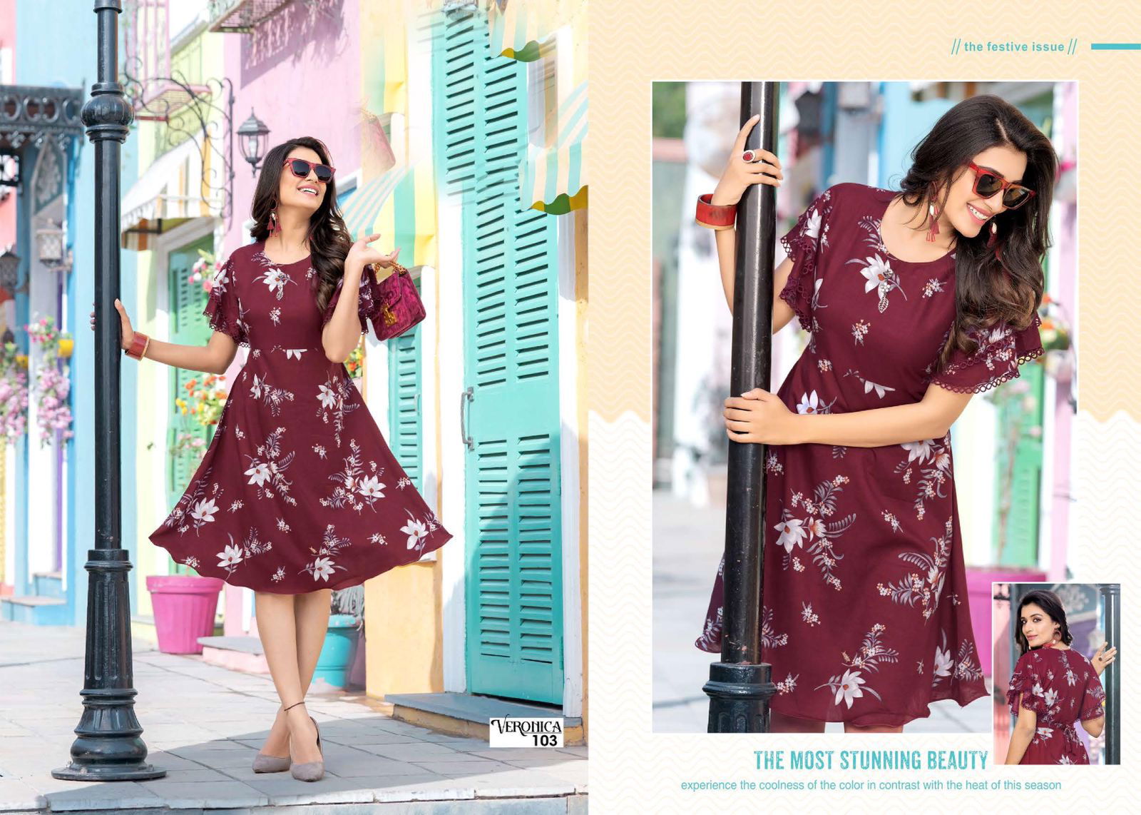 Veronica 101 Rayon Printed Designer Regular Wear Kurti Collection